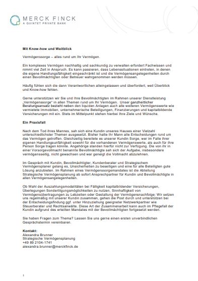 Vermögenssorge Mit Praxisfall